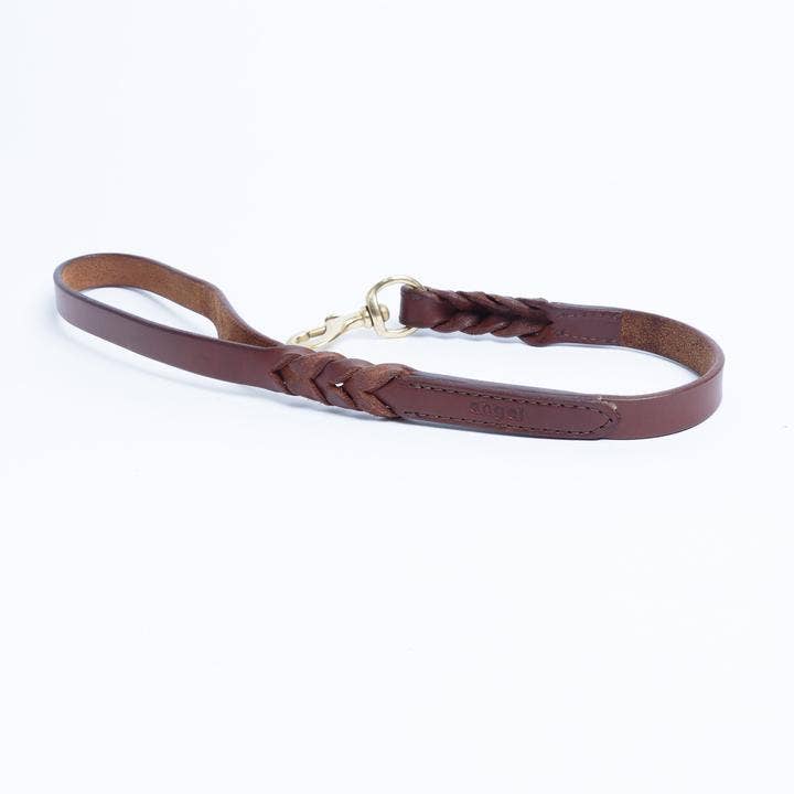Angel™ Braided Brown Leather Dog Collar